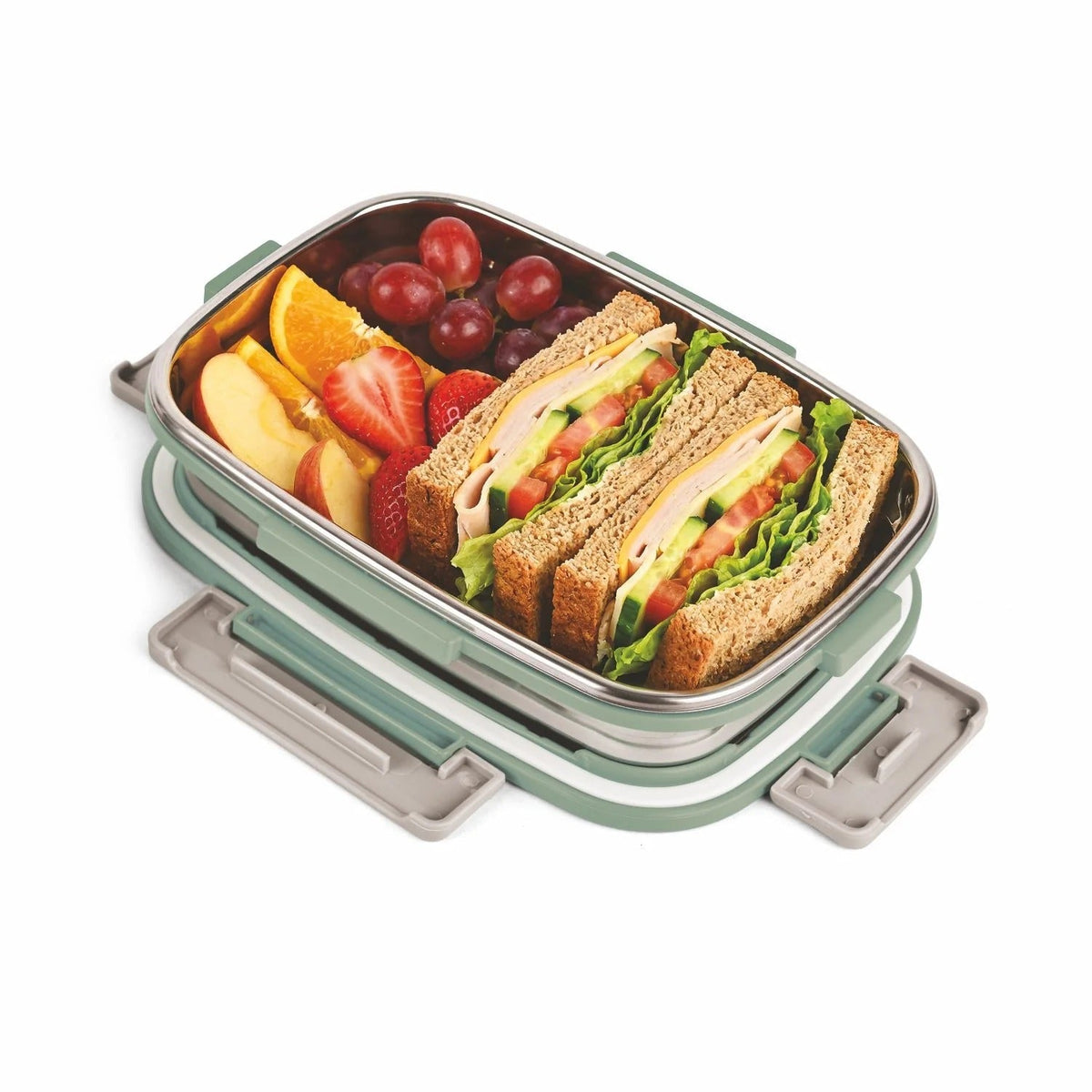 Steel Rectangular Container 900 ml with Steel Lid Egreen