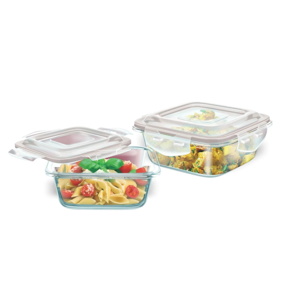 Safe N Store Tempered Glass Container Set (520 ml + 320 ml)