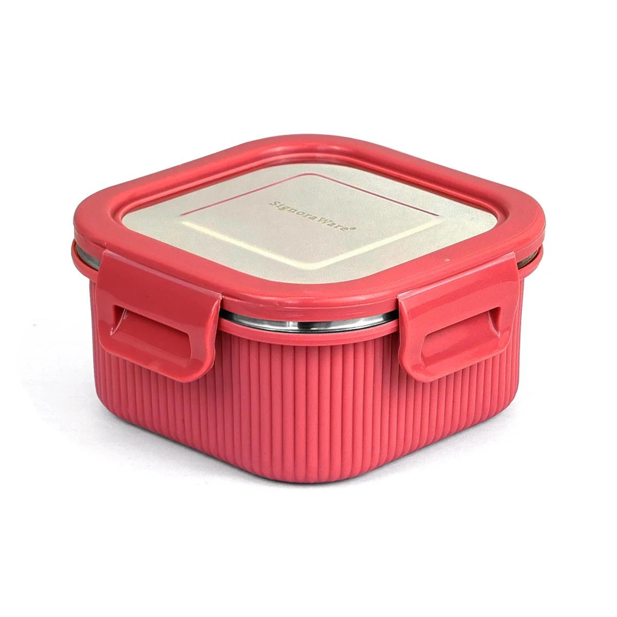 Microsafe Square Steel Container 400 ml Red