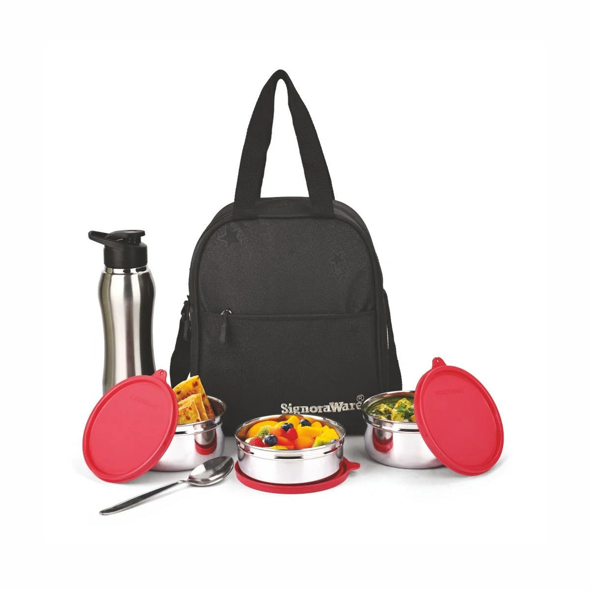 Big Steel Lunch Box with Sipper Red