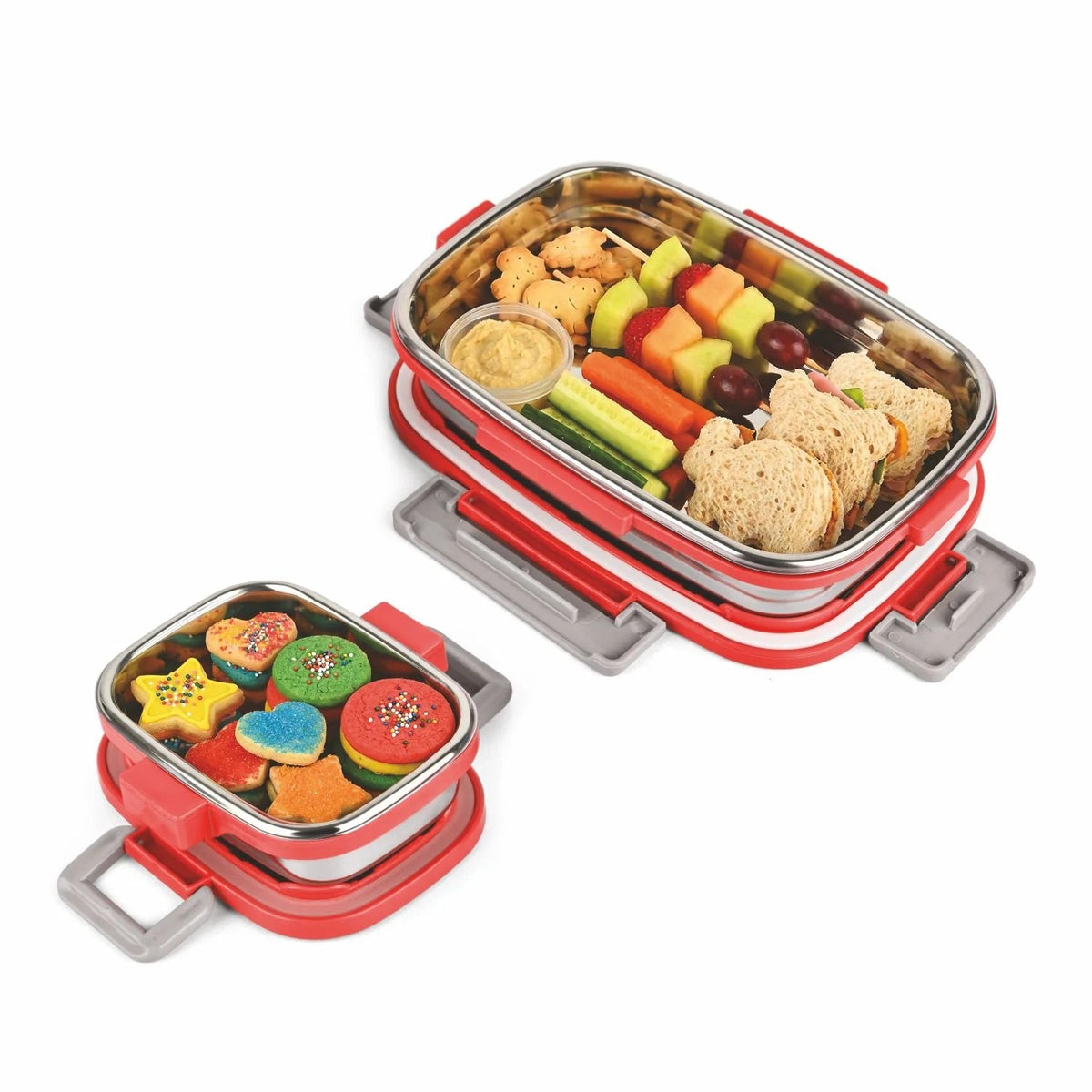 Steel Lunch Box Big (900 ml + 160 ml) Red