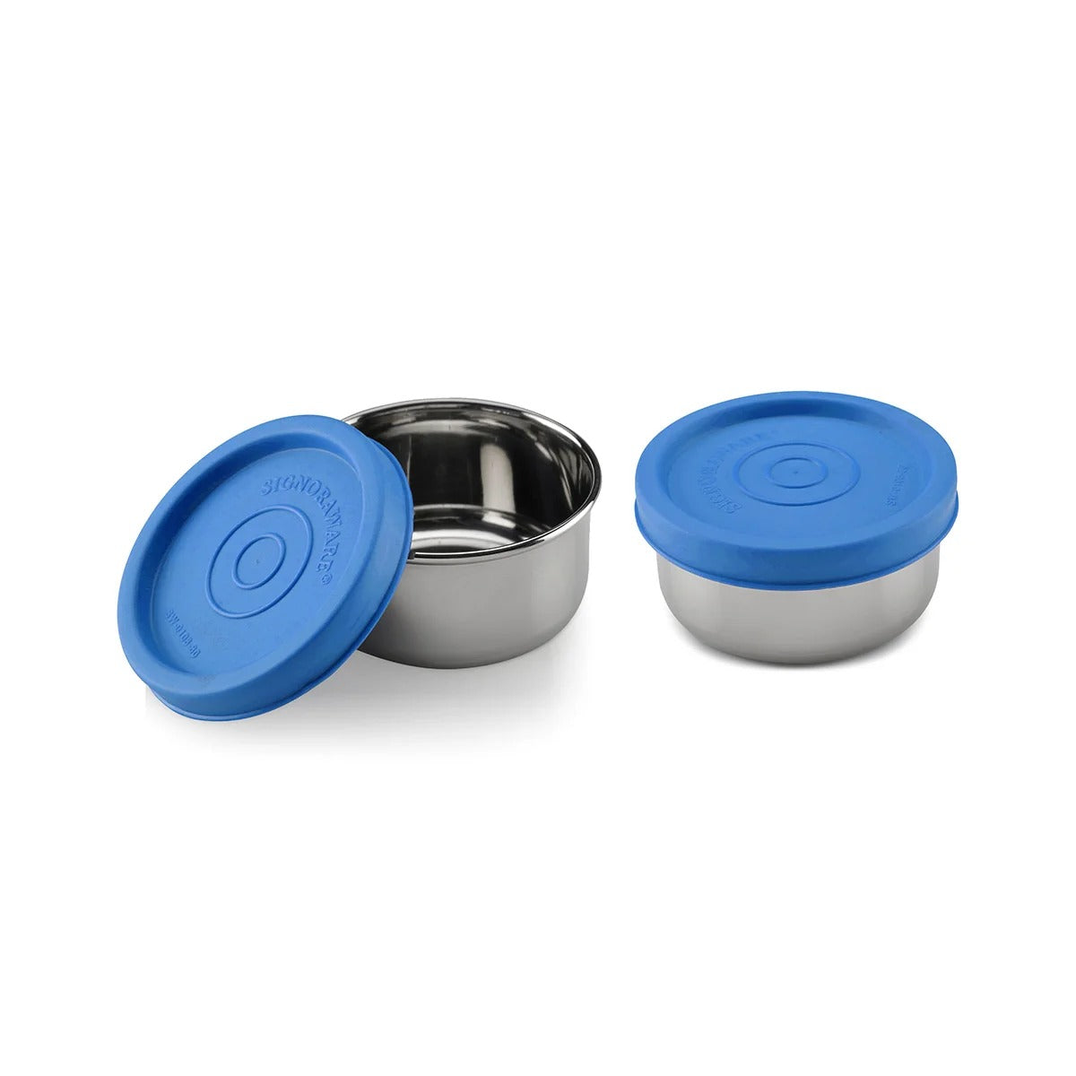 Round Steel Small Container Set of 2 Blue