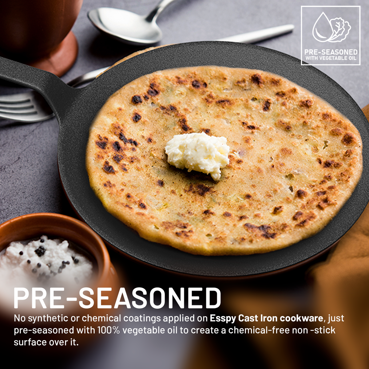 Pre-Seasoned Cast Iron Roti, Chapati Tawa, Iron Tawa Pan, Cast Iron Cookware