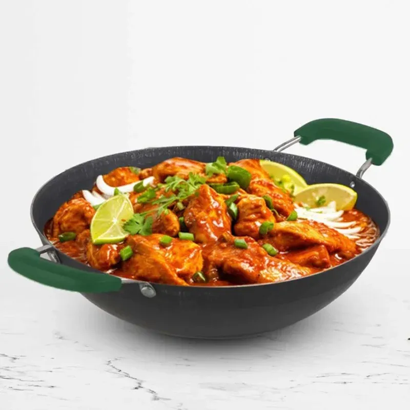 100% Pure Sheet Iron Kadai with Silicon Handle Pre-Seasoned 20.5cm 1.4L