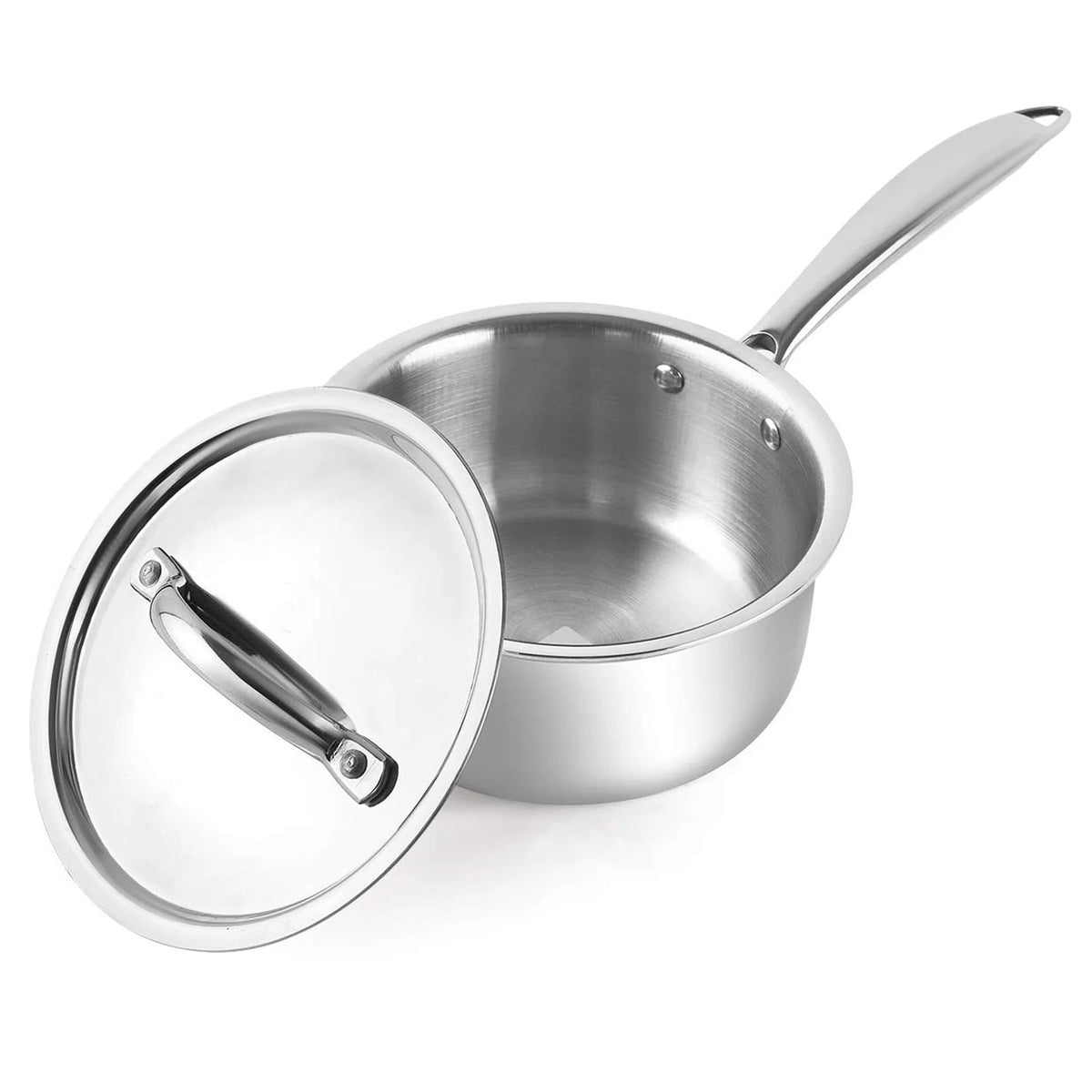 Triply Stainless Steel Sauce Pan with Lid 18 cm 2.2L Induction Easy Grip Handles