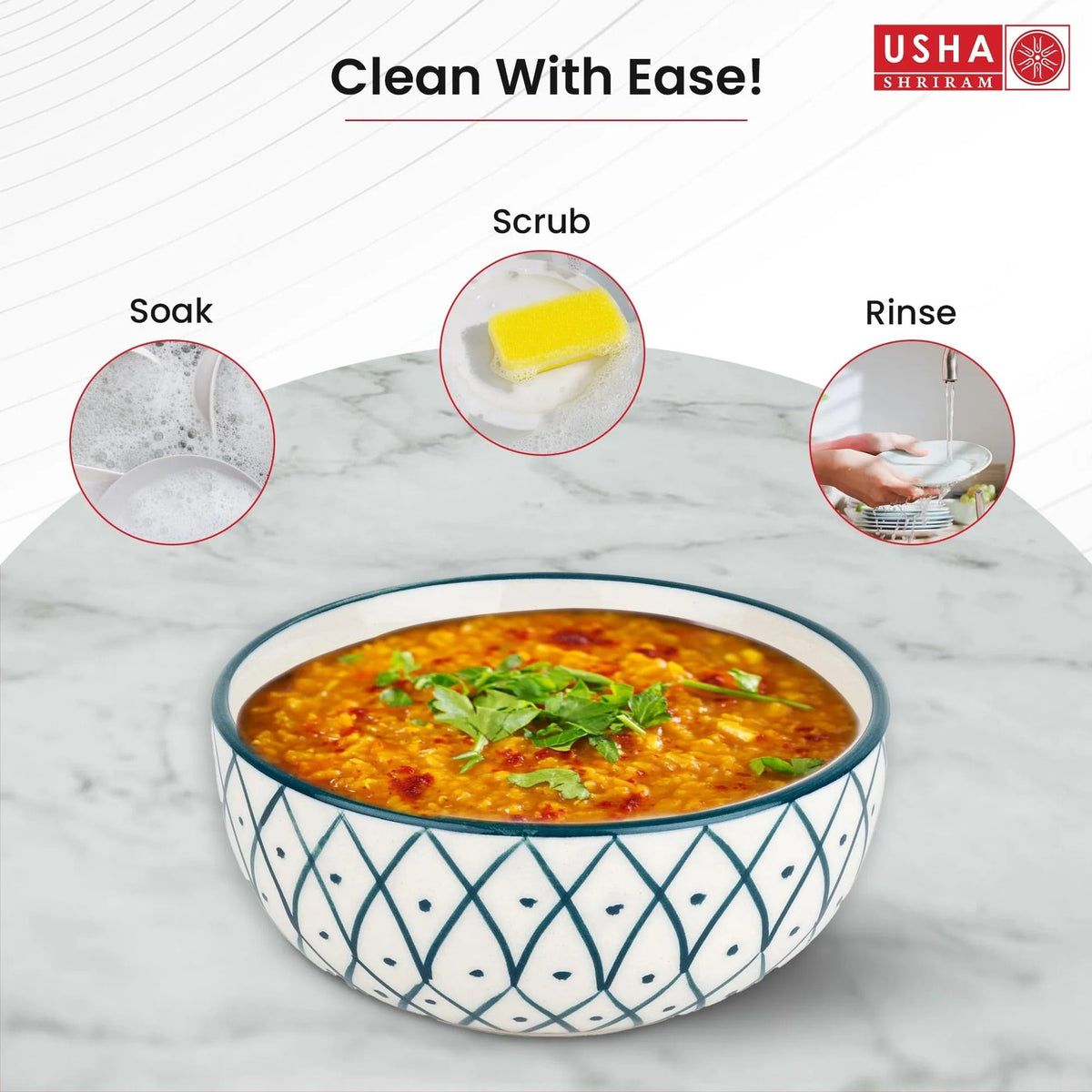 Ceramic Bowl for Snack Dinner 2pcs Design 2 Microwave Refrigerator Safe Scratch Resistant