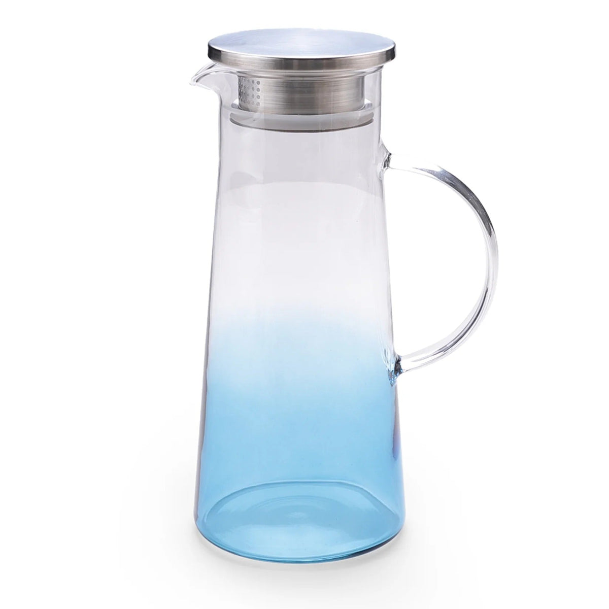 Premium Borosilicate Glass Jug 1.4L Blue SS Lid Handle