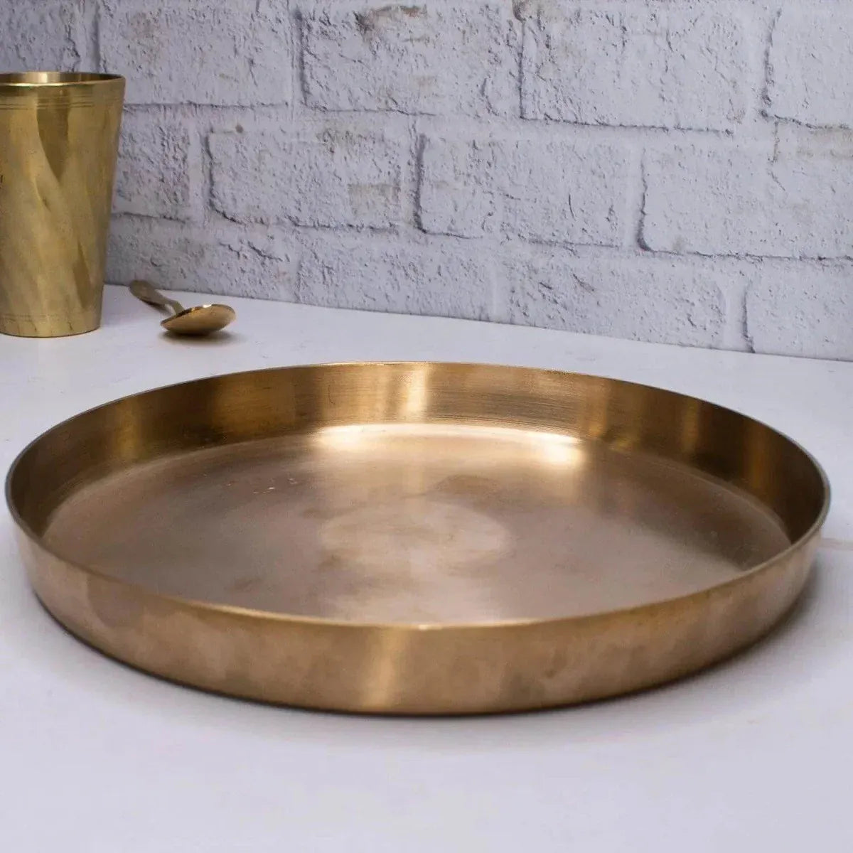 Kansa Thali Matt Finish Bronze Dinner Plate 27 cm (11 in)