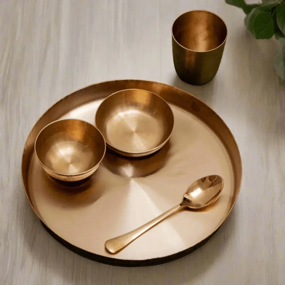 Kansa Thali Set Gujarat Bronze Dinner Set Handcrafted