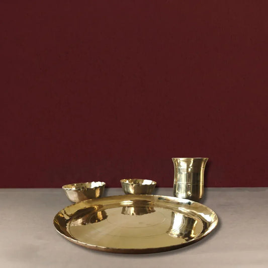 Kansa Thali Set Lehri Bronze Dinner Plate Set Handcrafted from West Bengal