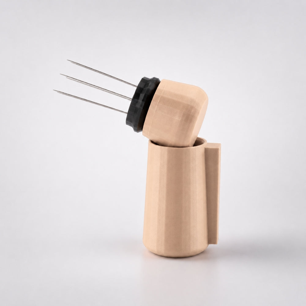 Espresso WDT Tool with Magnetic Holder, Needle Coffee Stirrer Matte Latte Brown