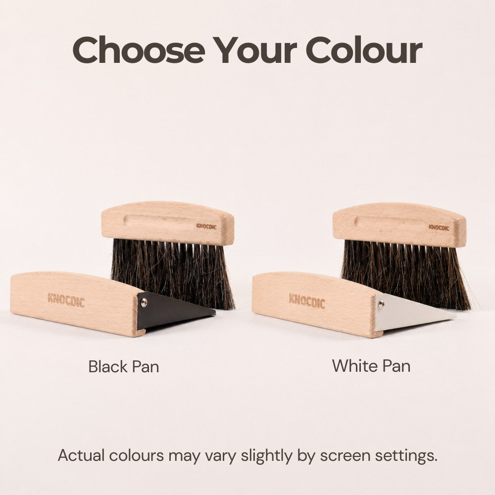 Magnetic Coffee Dustpan & Horsehair Blend Brush Set