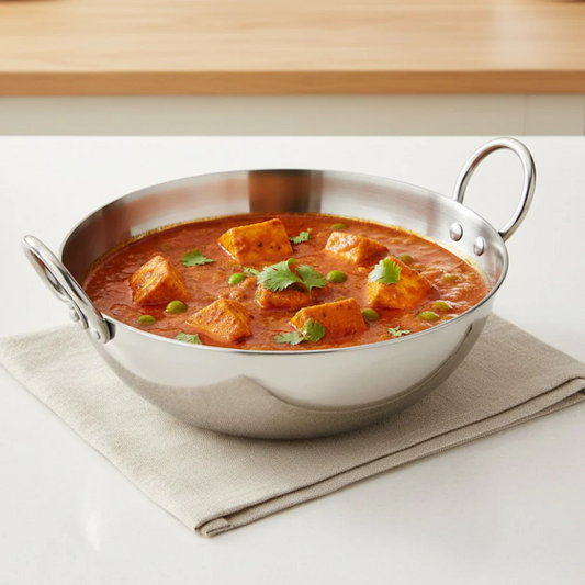 Heavy Gauge Stainless Steel Hammered Kadai 2.5 mm 600 ml Plain Kadhai