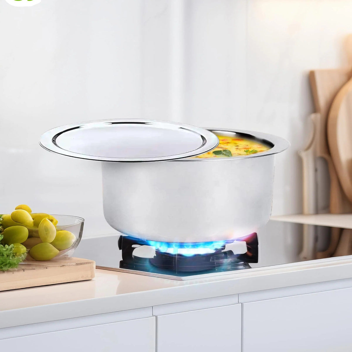 Triply Stainless Steel Tope Patila with Lid 3L 20 cm Handi Casserole Gas Induction