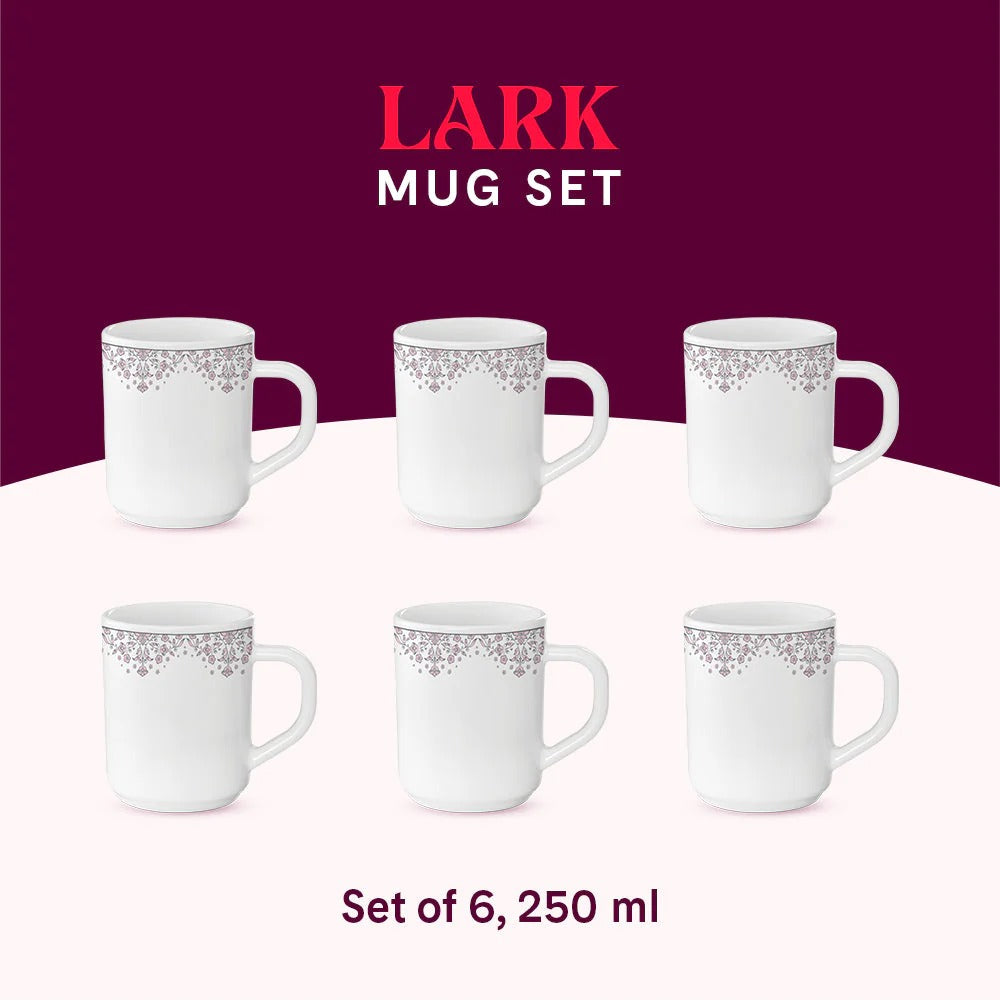 Opalware Lark Mug Set of 6