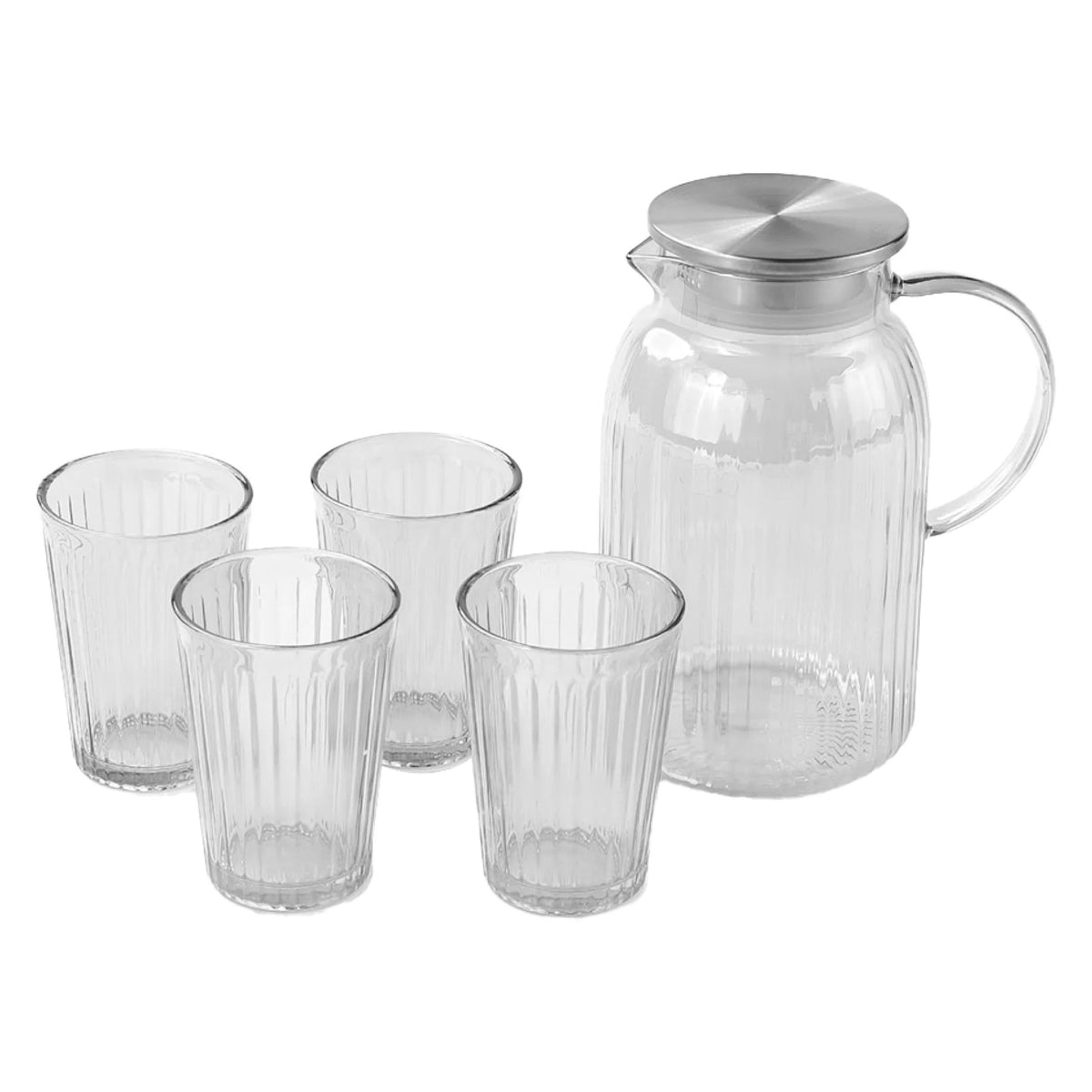 Borosilicate Jugs and Glasses Set Grey Pack of 5