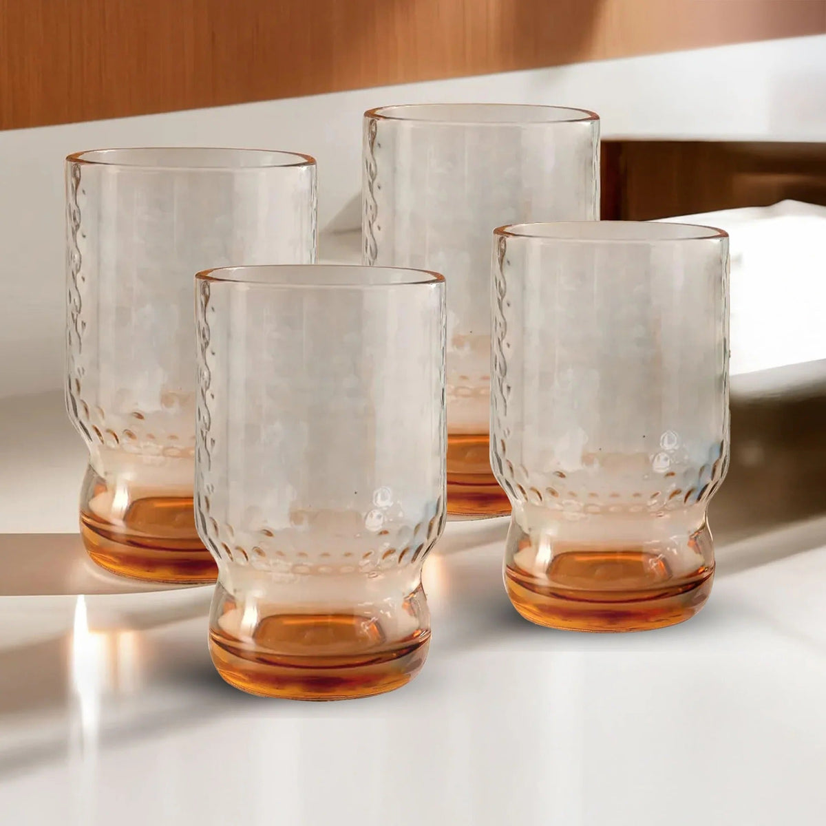 Set of 2: Lead-Free Amber Juice Glasses, 430 ml, Stylish & Versatile