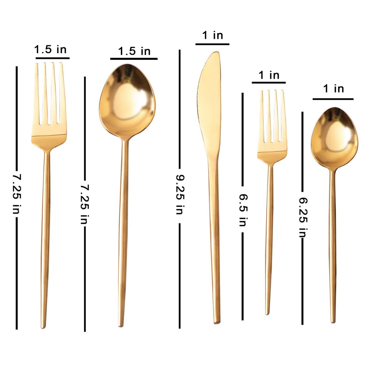 Gold Flatware Set of 5 Premium Stainless Steel