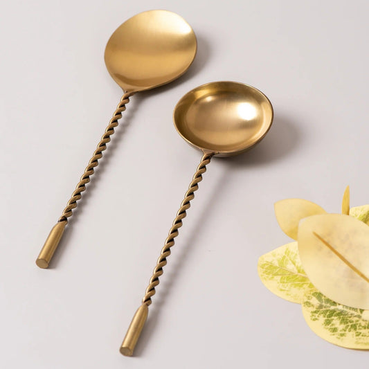 Gold Serving Spoons Set of 2 Gold Finish