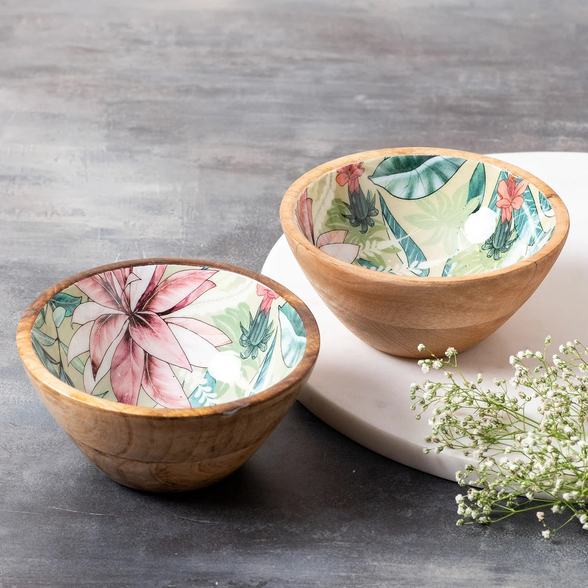 Tropical Wooden Mango Wood Serving Bowl Set of 2