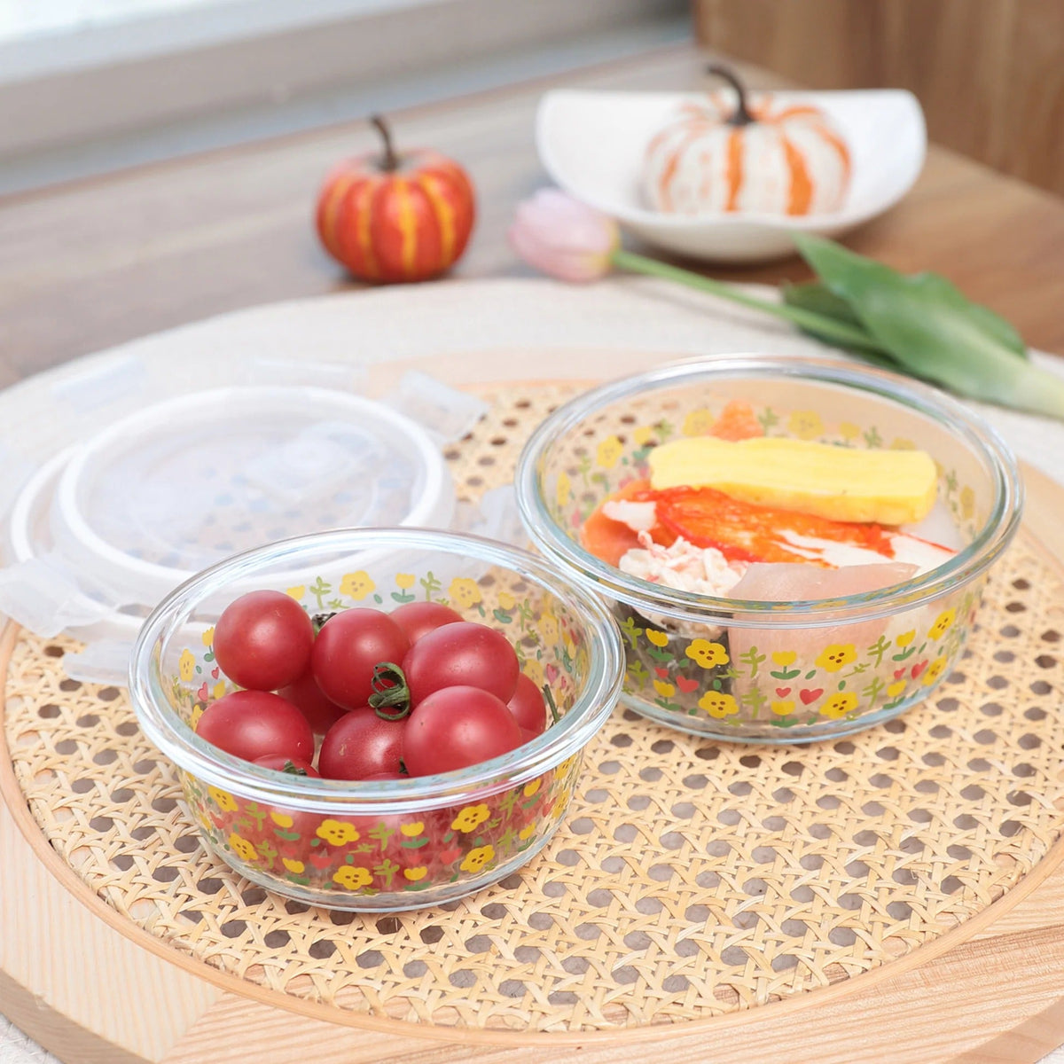 Pack of 2 Borosilicate Kitchen Containers, 370 ml & 635 ml, Airvent PP Lid, Airtight