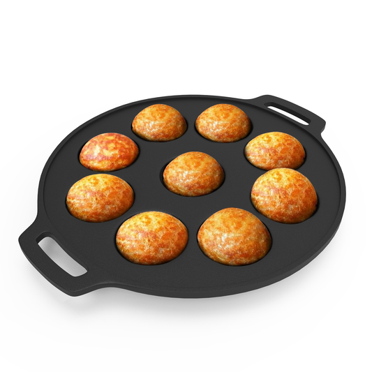 9 Pit Pre-Seasoned Cast Iron Paniyaram Pan