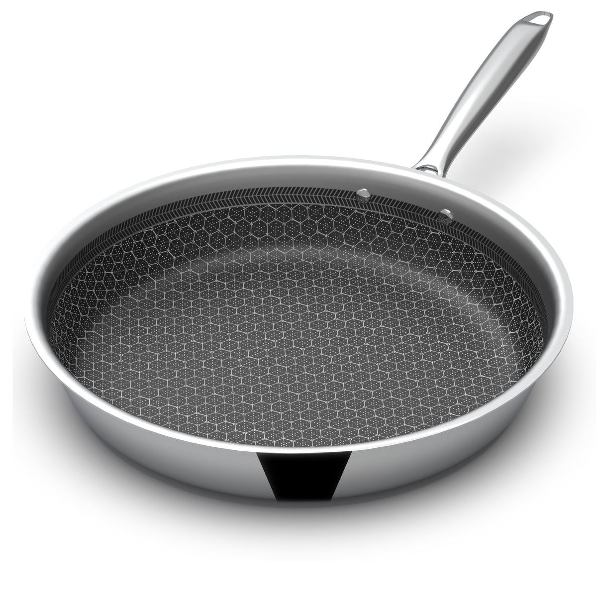 Tri-ply Stainless Steel Frying Pan, Honeycomb Pattern Fry Pan, Omelets Pan Non Stick, Riveted Handle