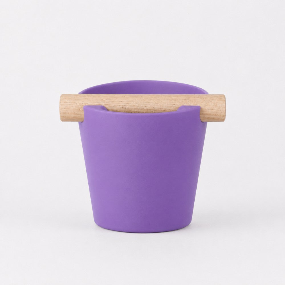 Nordic Espresso Knock Box with Oak Bar Large — 12–14 pucks Matte Lilac Purple