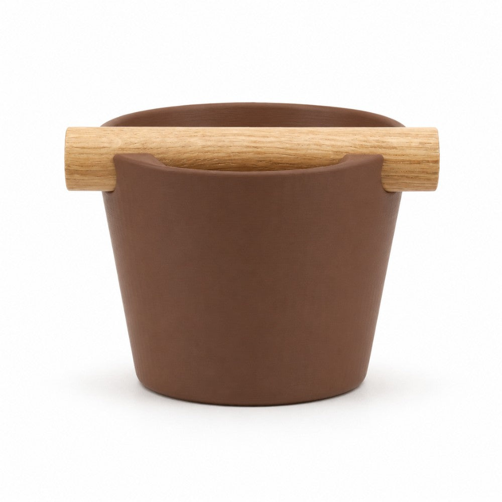 Nordic Espresso Knock Box with Oak Bar Medium — 7–10 pucks Matte Brown