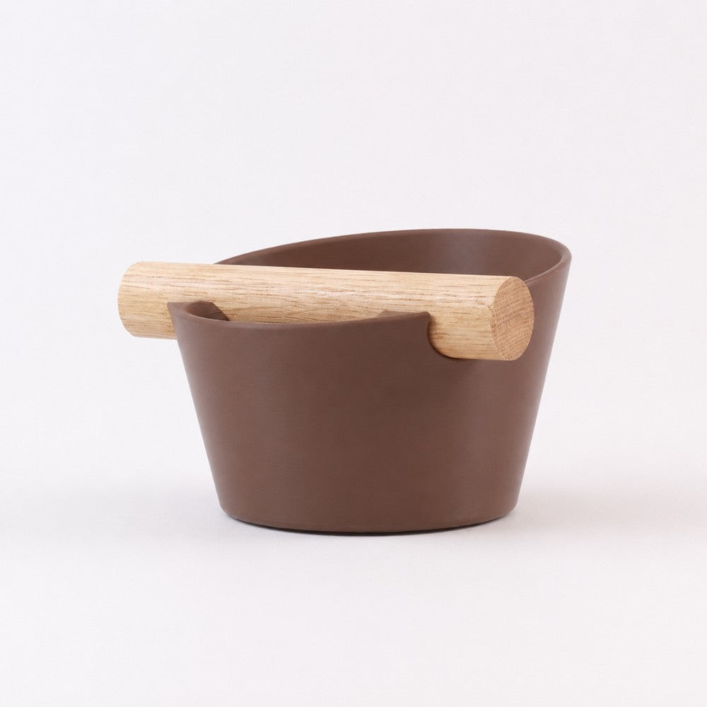Nordic Espresso Knock Box with Oak Bar Small — 5–7 pucks Matte Brown