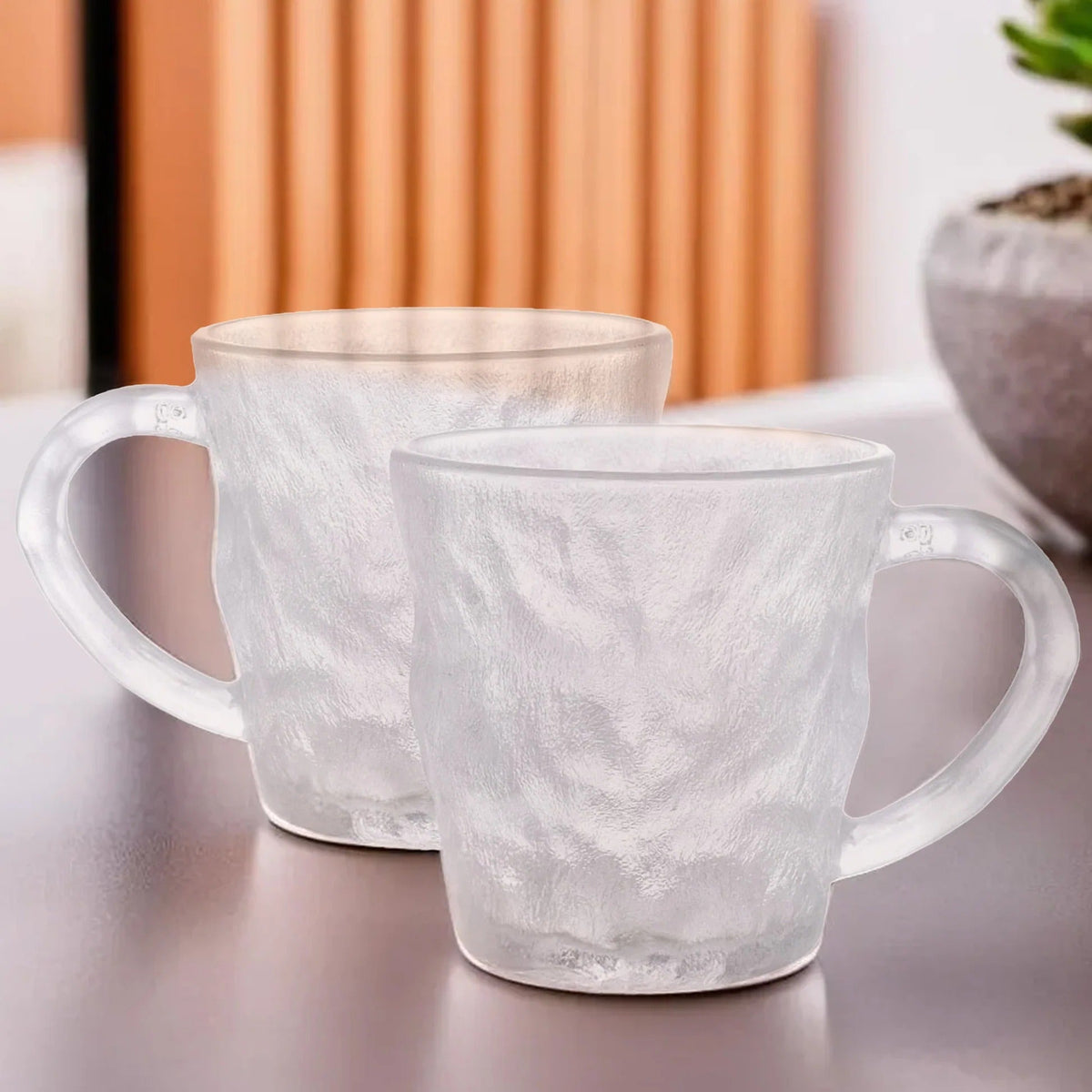 Set of 2: Glass Tea Cups - Lead-Free Elegant Design, 280 ml, Transparent