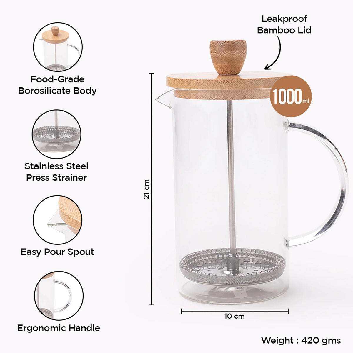 UMAI Borosilicate Glass Jug LP057-TRA Transparent Single Piece