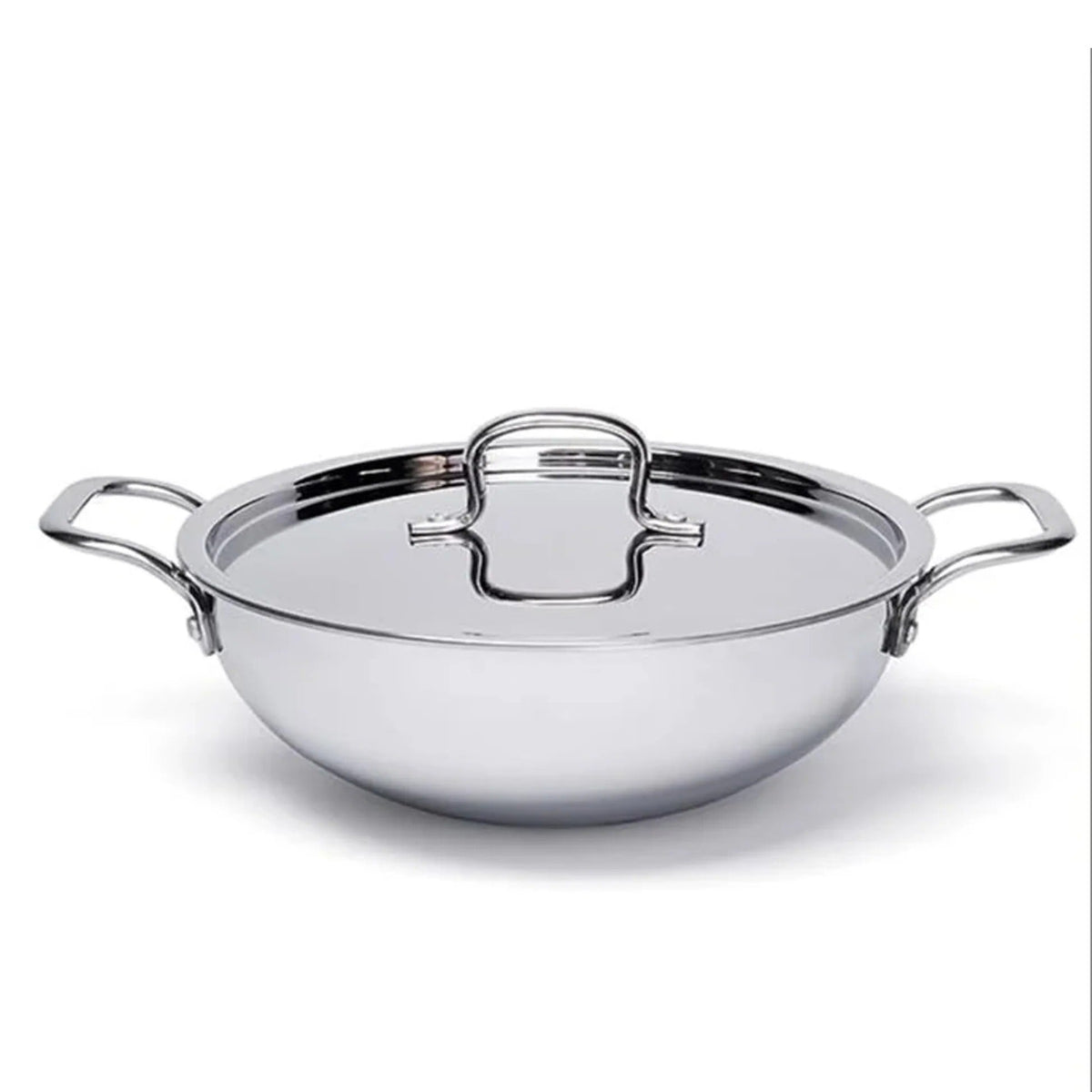 Triply Stainless Steel Kadai with Lid 20 cm 1.6L Stove Induction Heat Surround
