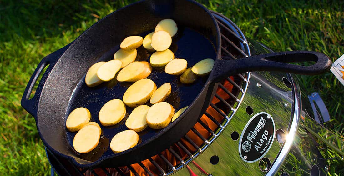 Cast Iron Fire Skillet with Single Handle