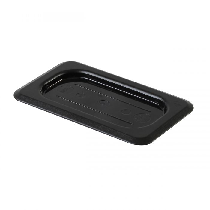 GN 1/9 Polycarbonate Gastronorm Notched Lid Black - Design B