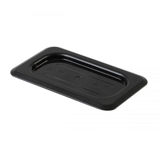 GN 1/9 Polycarbonate Gastronorm Notched Lid Black - Design B