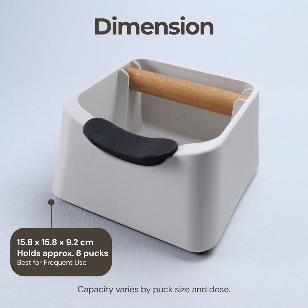 3-in-1 Espresso Knock Box with Portafilter Stand & Oak Wood Knock Bar