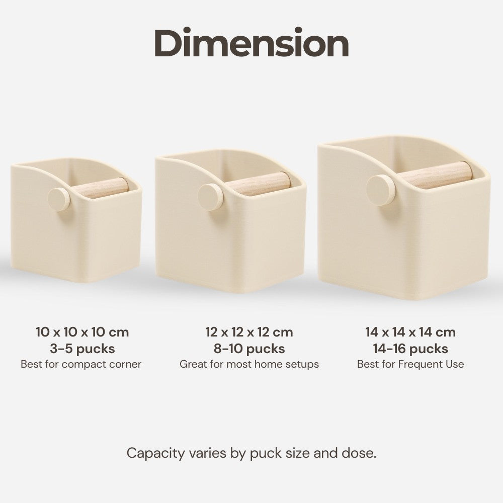 Square Espresso Knock Box with Oak Knock Bar