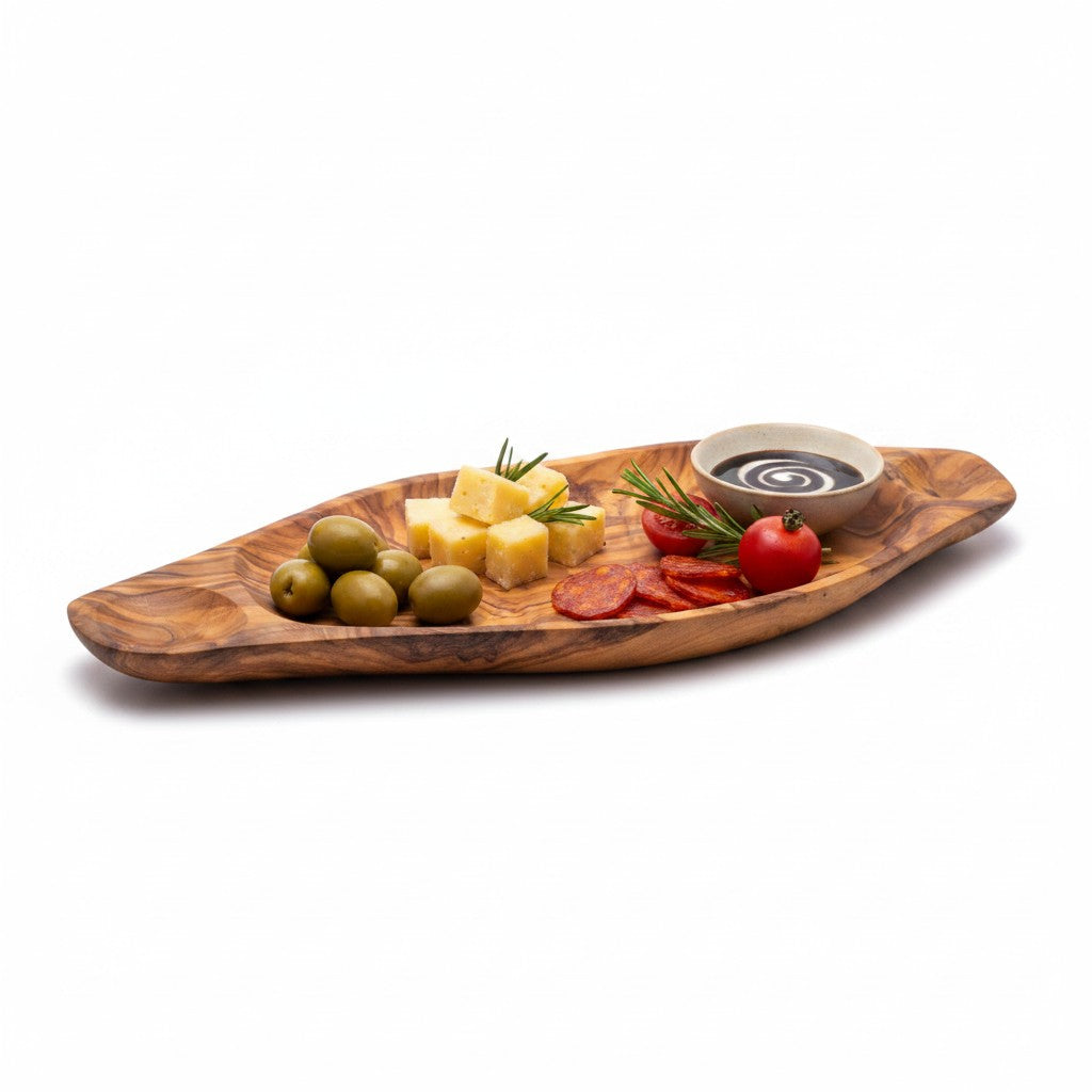 Handcrafted Olive Wood Serving Board | Rustic Live Edge Serving Platter Cheese Tray