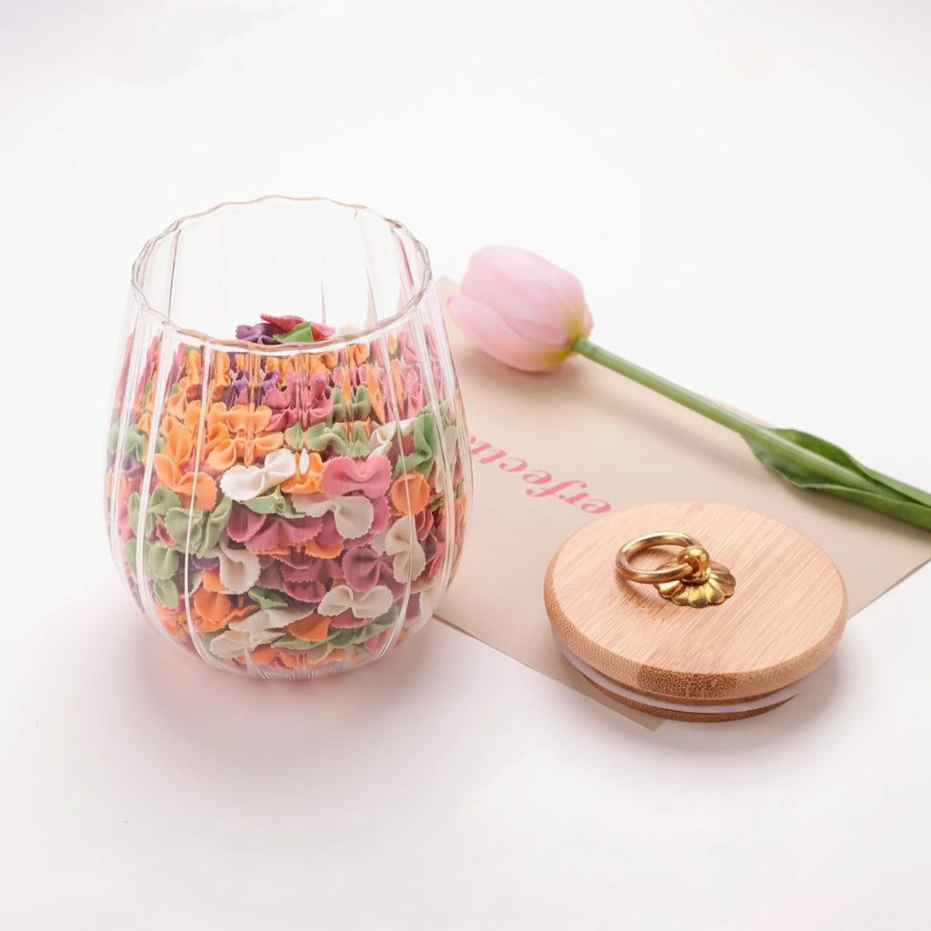 Borosilicate Glass Jar with Bamboo Lid, Set of 2, 635 ml, Airtight, Transparent