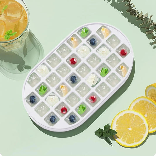 Ice Box with 36 Compartments, Soft Bottom Ice Cube Tray, White