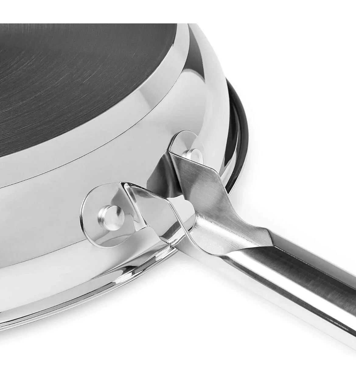 Full Induction Stainless Steel 3pc Frying Pan Set with Universal Lid, 20/24/28cm