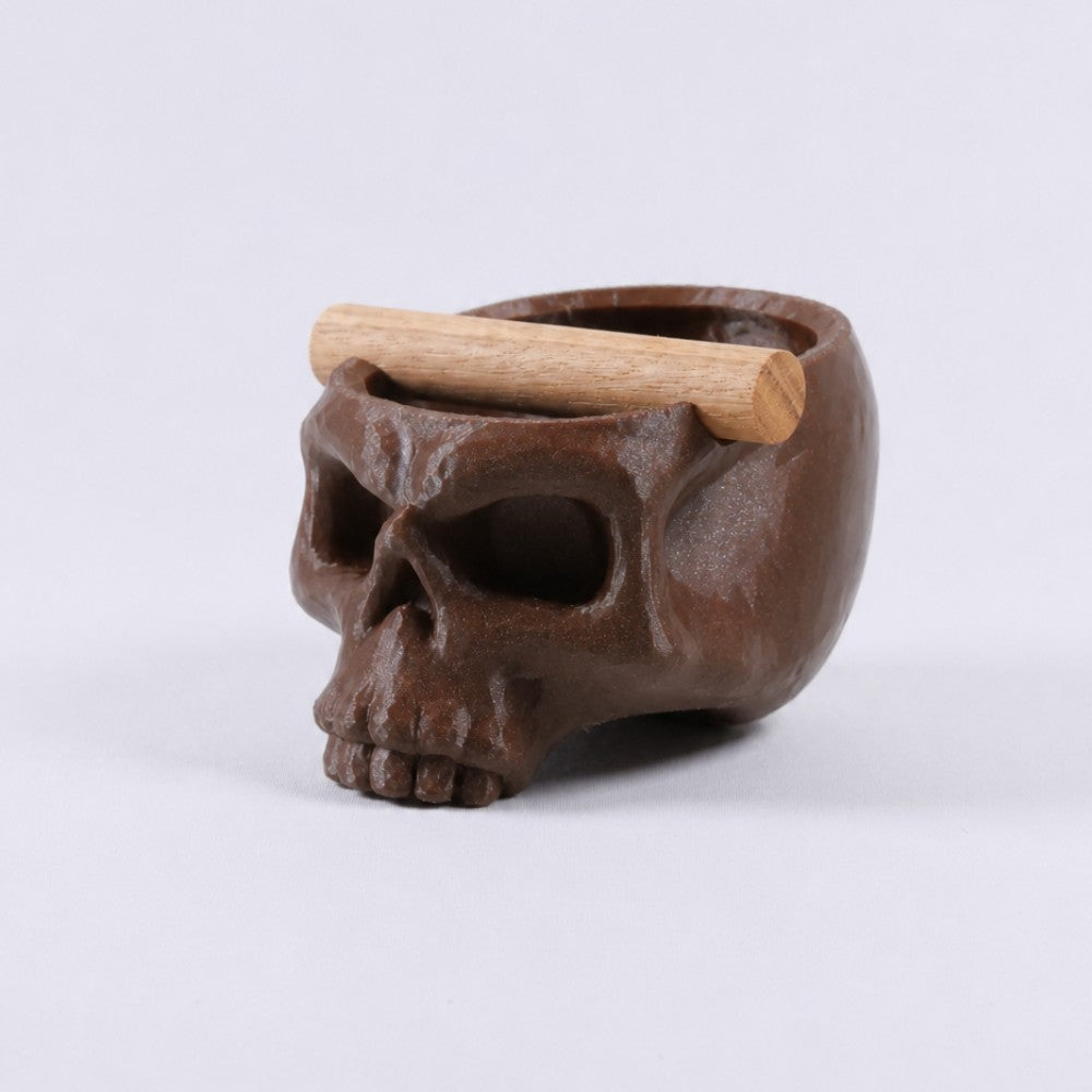 Gothic Skull Espresso Knock Box with Oak Bar Galaxy Brown