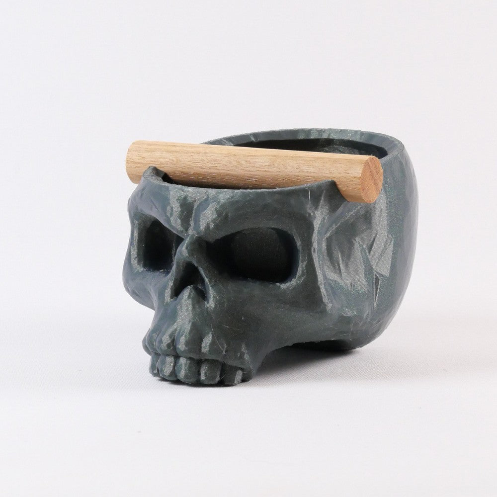 Gothic Skull Espresso Knock Box with Oak Bar Galaxy Green