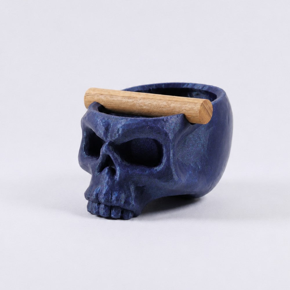 Gothic Skull Espresso Knock Box with Oak Bar Galaxy Nebulae