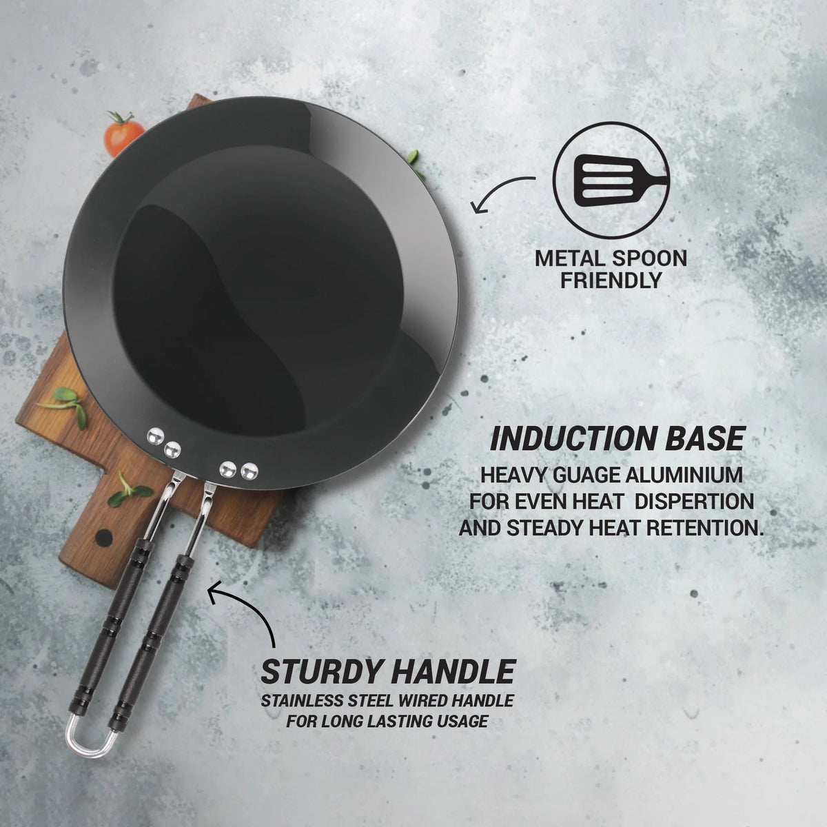 Hard Anodised Induction Tawa - 25 cm