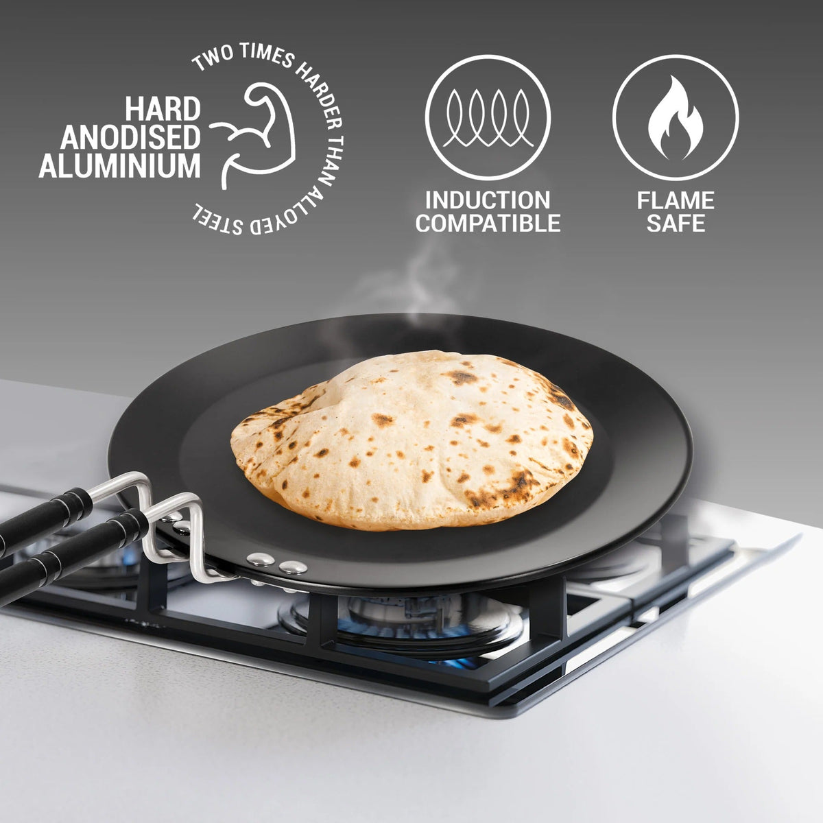 Hard Anodised Induction Tawa - 25 cm