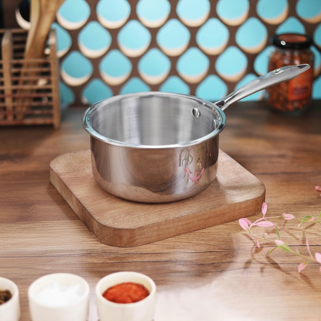 Esspy Tri-Ply Stainless Steel Sauce Pan | Tri-Ply Milk/Tea Pan | Gas, Stove and Induction Compatible for Fast Cooking |