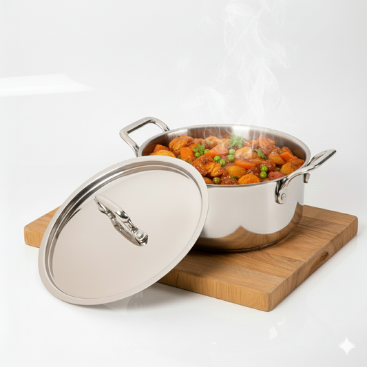 Triply Stainless Steel Casserole/Biryani Pot/Stock Pot with S.s Lid