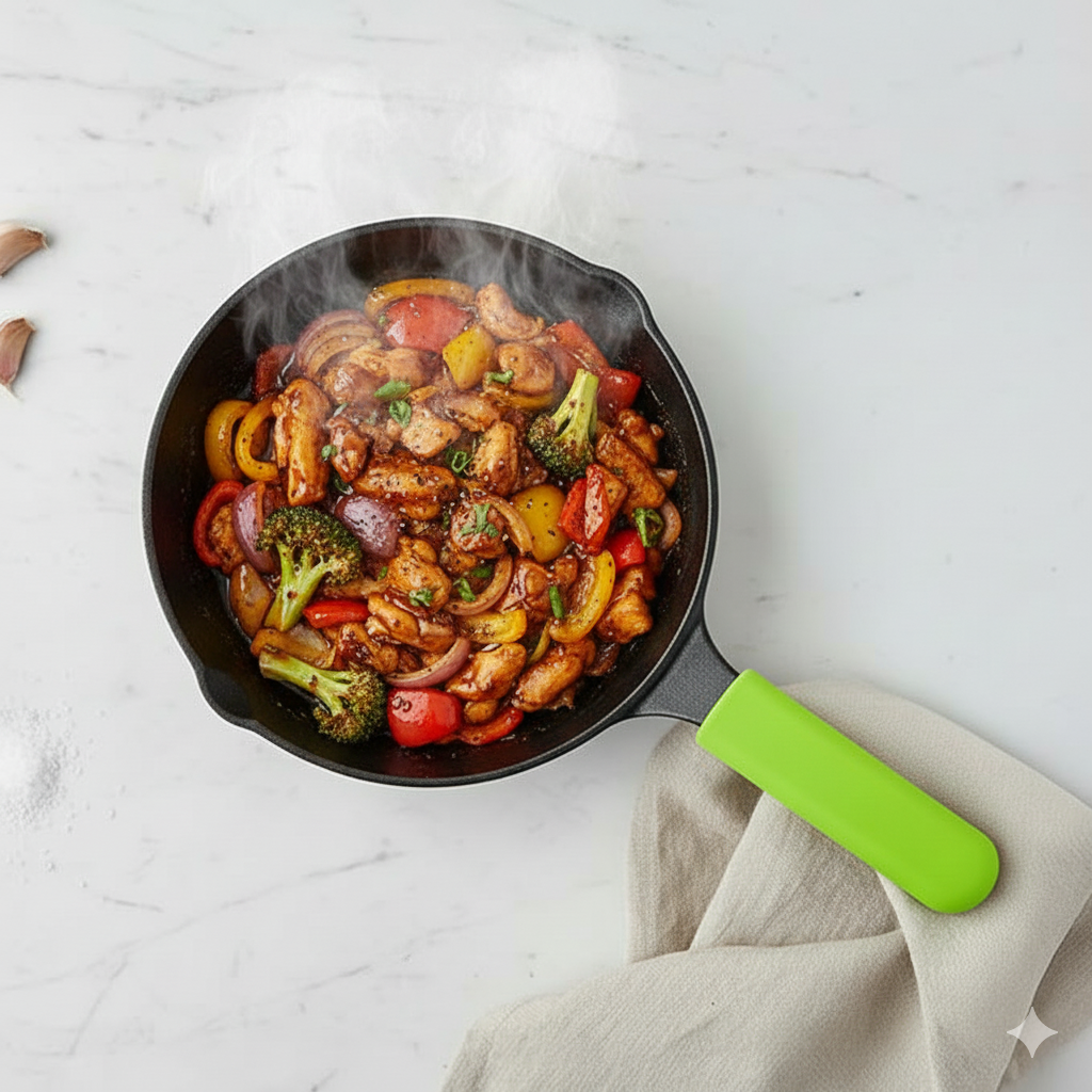 8 inch Cast Iron Frying Pan/Skillet With Silicon Handle Cover